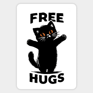 Black Cat Free hugs Magnet